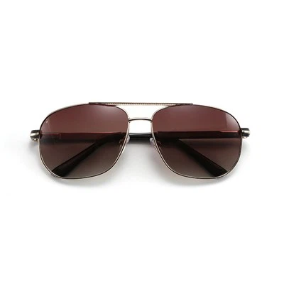 Men Double Bridge Polarized Metal Sunglasses